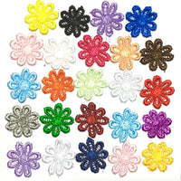 24x Bright Coloured Daisy Flower Machine Embroidered 25mm Sew-On Applique Patch