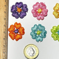 24x Multicolour 25mm Heart Shape Petals Embroidered Applique Patch