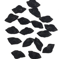 10x Black Satin Rose Craft Embellishments