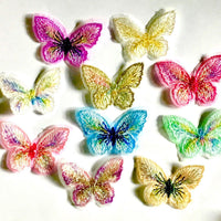 10x Vibrant Colour Butterfly Embroidered Sew-On Glue-On Appliqué Patch