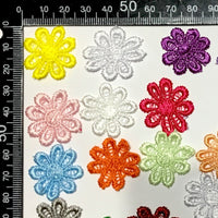 24x Bright Coloured Daisy Flower Machine Embroidered 25mm Sew-On Applique Patch