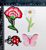 Set of Big 2x Flower 1x Butterfly 1x Ladybug Embroidered Iron On Patch Applique