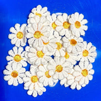 24x White Daisy Flower w/ Light Orange Centre Embroidered Sew On Applique Patch