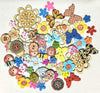 50 pcs Flowers & Butterflies Theme Wood Buttons for Sewing &Craft Embellishment