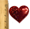 12x Holographic Red Heart Patches with Foam Inside & Non Woven Backing