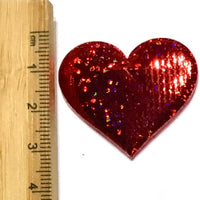 12x Holographic Red Heart Patches with Foam Inside & Non Woven Backing