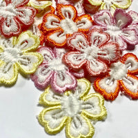 16x Multicolour 30mm Sakura Style Flower Embroidered Sew On Applique Patch