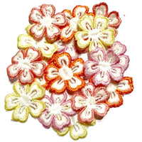 16x Multicolour 30mm Sakura Style Flower Embroidered Sew On Applique Patch