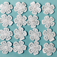 14x Silky White 30mm Sakura Flower Machine Embroidered Sew-On Applique Patch