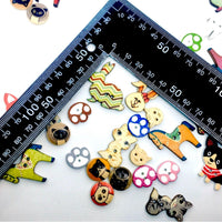 50 pcs Cute Pets Theme Wood Buttons for Sewing and Craft Embellishment