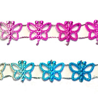 3x yards Colourful Metallic Effect Butterfly Trim 8mmx12mm