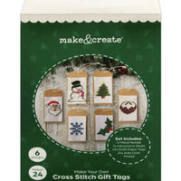 1x Set (Makes 24 pcs) Cross Stitch Your Own Christmas Tag Kit with 6 Design