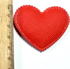 6x Big Red Glitter 50mmx45mm Heart w/ Sponge Inside Sew On Glue On Patch