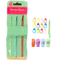 3x Size Lightweight Smooth Finish Aluminium Crochet Hooks Needle Set & Accessory