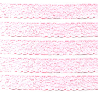 4x Yards 25mm Light Pink Floral Scallop Soft Flower Lace Trim