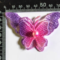 5x Rainbow Colour Large 3D Butterfly w/ Pearl Center Embroidered Applique Patch