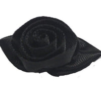 10x Black Satin Rose Craft Embellishments