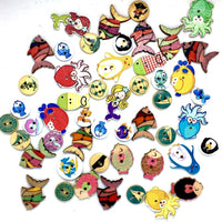 50 pcs Ocean Creatures Theme Wood Buttons for Sewing and Craft Embellishment