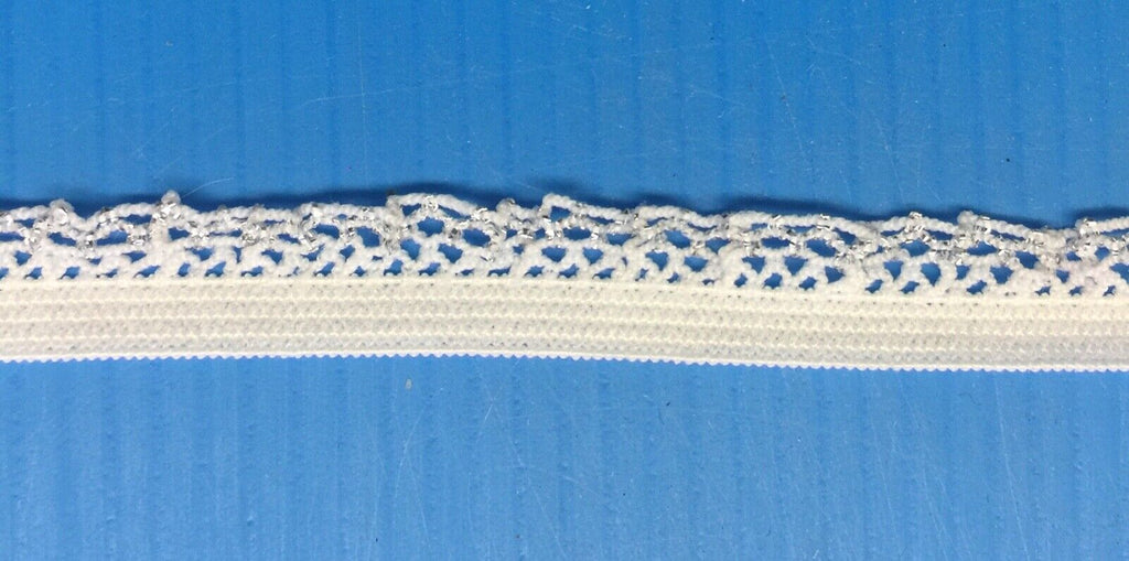 4x Yards White 11mm Silver Picot Edge Elastic Garterized Lace for Sewing Craft