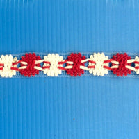 2x Yards 15mm White and Red Flower Machine Embroidered Lace Trim