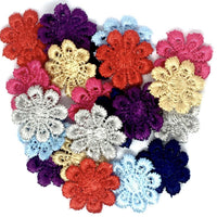 24x Multi Colour Daisy Flower Machine Embroidered 25mm Sew-On Applique Patchi