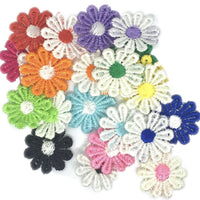 22x Multicoloured Daisy Flower Machine Embroidered 25mm Sew-On Applique Patchi