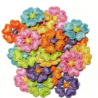 24x Multicolour 25mm Heart Shape Petals Embroidered Applique Patch