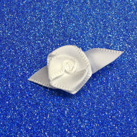 20x White Satin Rose for Craft Embellishment