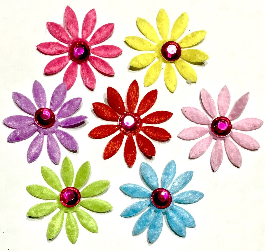 20x Polyester Multicolour 32mm Flower Costume Accessories with Rhinestone