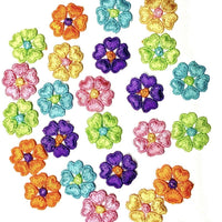 24x Multicoloured Heart Flower Machine Embroidered 25mm Sew-On Applique Patchi