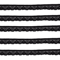 5x Yards Black 14mm Floral Scallop Edge Elastic Lace for Sewing Craft Embellish