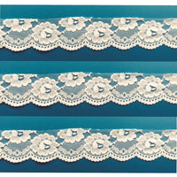 3x Yards 50mm Ivory Floral Scalloped Flower Soft Lace Trim Sewing Embellishment